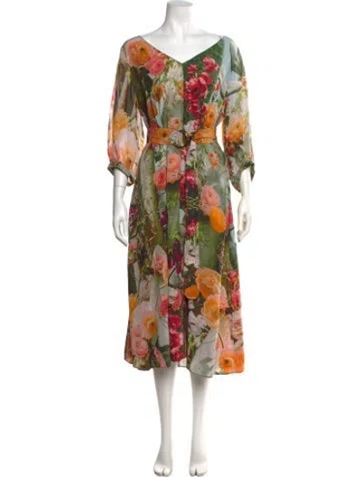 Pre-owned Akris Punto Silk Midi Length Dress In Neutral