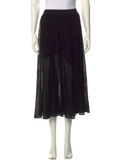 Pre-owned Akris Punto Silk Midi Length Skirt In Black