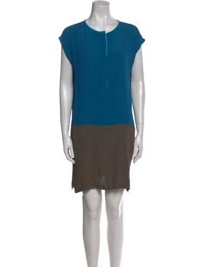 Pre-owned Akris Punto Silk Mini Dress In Blue