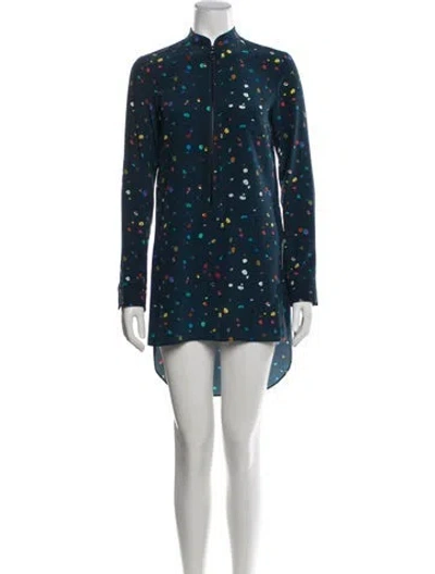 Pre-owned Akris Punto Silk Mini Dress In Blue