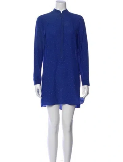 Pre-owned Akris Punto Silk Mini Dress In Blue