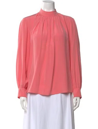 Pre-owned Akris Punto Silk Mock Neck Blouse In Pink