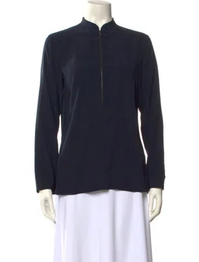 Pre-owned Akris Punto Silk Mock Neck Sweatshirt In Black