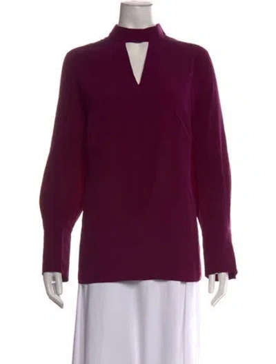 Pre-owned Akris Punto Silk Mock Neck Top In Purple