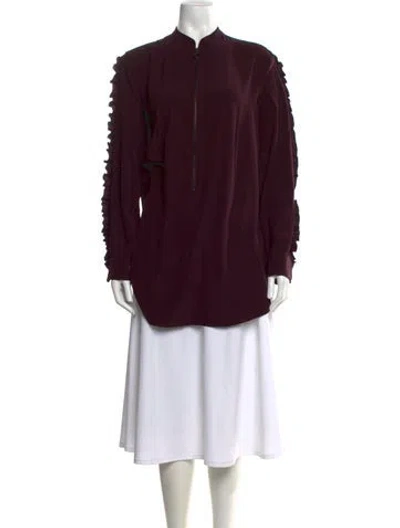 Pre-owned Akris Punto Silk Mock Neck Tunic In Burgundy
