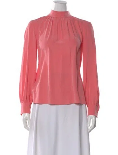 Pre-owned Akris Punto Silk Mock Neck Tunic In Pink