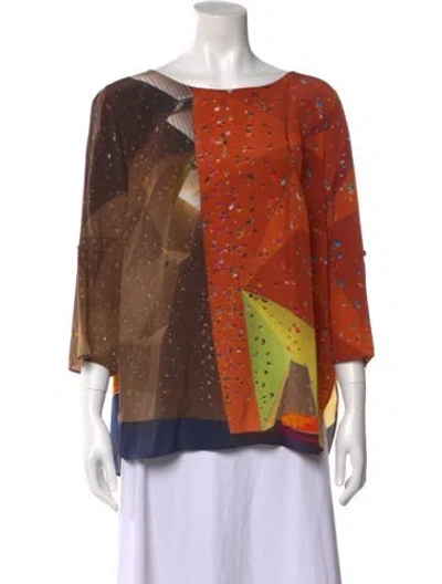 Pre-owned Akris Punto Silk Patterned Blouse In Multi