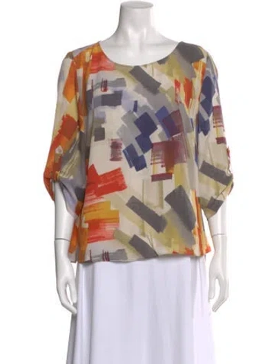 Pre-owned Akris Punto Silk Patterned Blouse In Orange