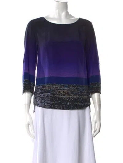 Pre-owned Akris Punto Silk Patterned Blouse In Purple