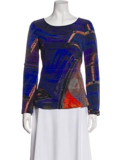 Pre-owned Akris Punto Silk Patterned Top In Blue