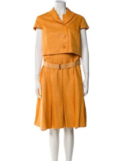Pre-owned Akris Punto Silk Pleated Accents Dress Set In Orange