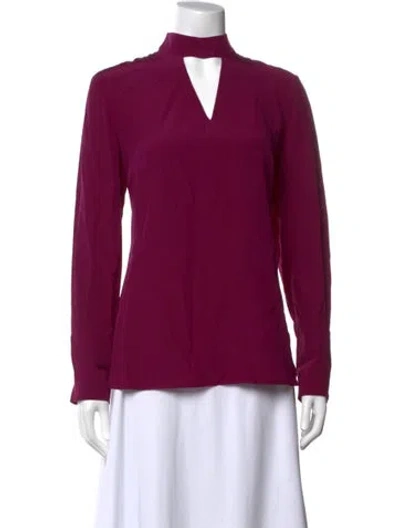 Pre-owned Akris Punto Silk Plunge Neckline Blouse In Purple