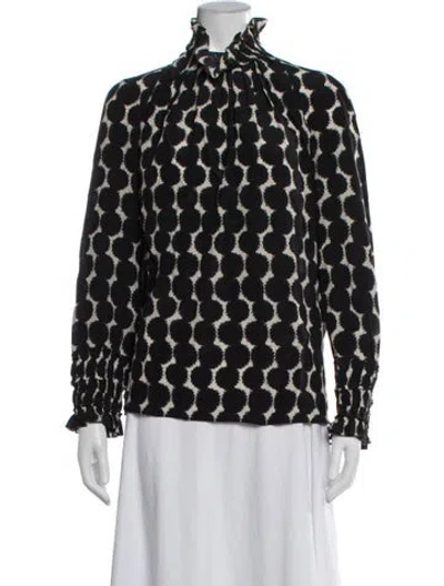 Pre-owned Akris Punto Silk Polka Dot Print Blouse In Black/neutrals
