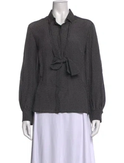 Pre-owned Akris Punto Silk Polka Dot Print Blouse In Grey