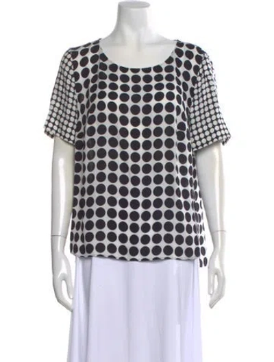 Pre-owned Akris Punto Silk Polka Dot Print Blouse In Neutral