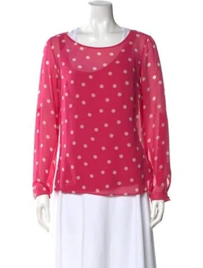 Pre-owned Akris Punto Silk Polka Dot Print Blouse In Pink