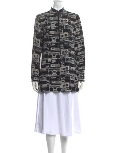 Pre-owned Akris Punto Silk Printed Tunic In Black