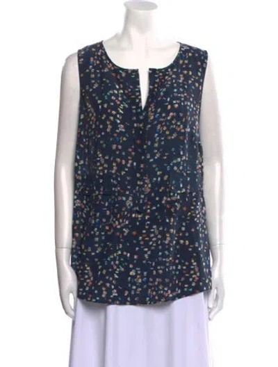 Pre-owned Akris Punto Silk Printed Tunic In Blue