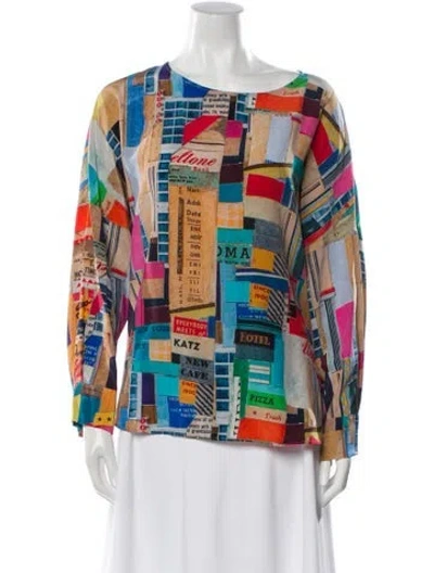 Pre-owned Akris Punto Silk Printed Tunic In Blue