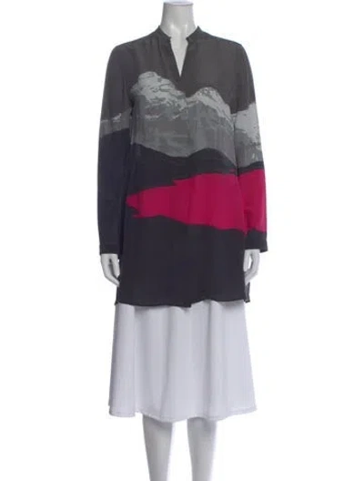 Pre-owned Akris Punto Silk Printed Tunic In Gray