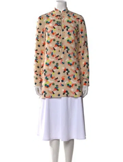 Pre-owned Akris Punto Silk Printed Tunic In Neutral