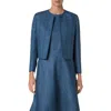 Akris Punto Indian Silk Ottoman Knit Crop Jacket In Medium Blue