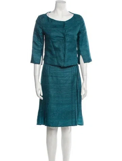Pre-owned Akris Punto Silk Skirt Suit In Blue