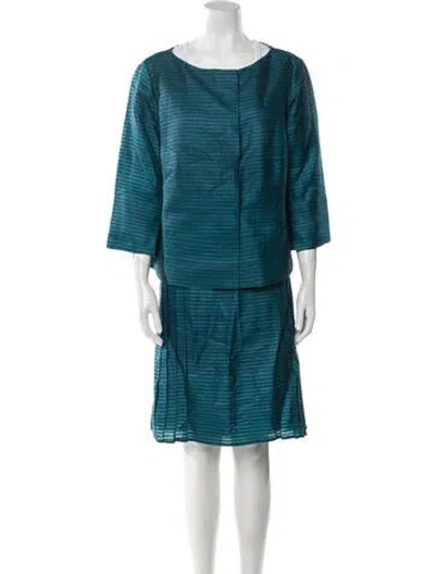 Pre-owned Akris Punto Silk Skirt Suit In Blue