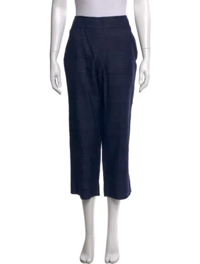 Pre-owned Akris Punto Silk Straight Leg Pants In Blue