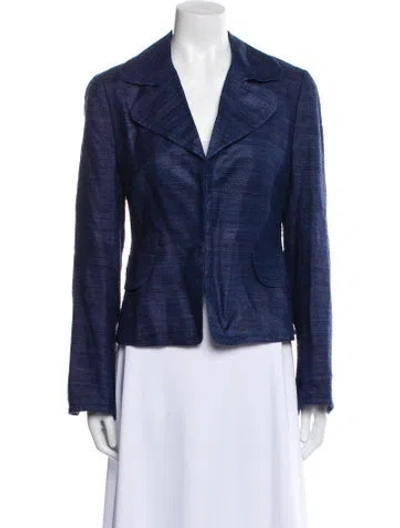 Pre-owned Akris Punto Silk Striped Blazer In Blue