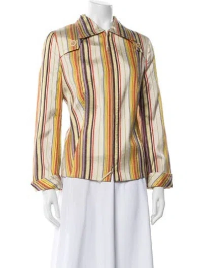 Pre-owned Akris Punto Silk Striped Blazer In Neutral