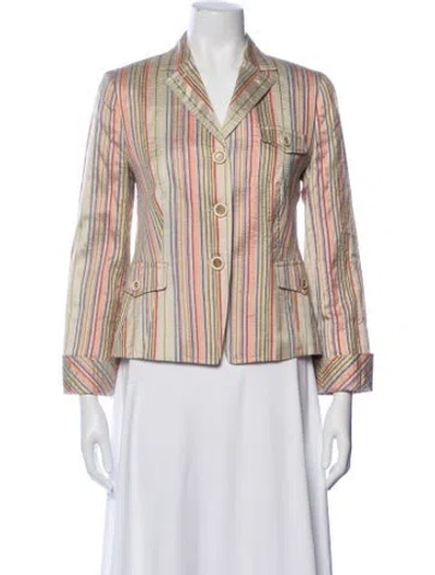 Pre-owned Akris Punto Silk Striped Blazer In Neutral