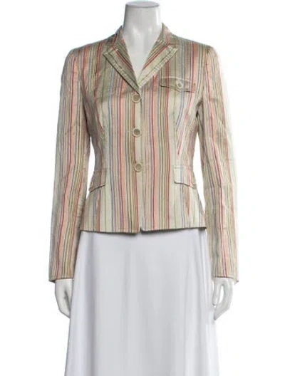 Pre-owned Akris Punto Silk Striped Blazer In Neutrals