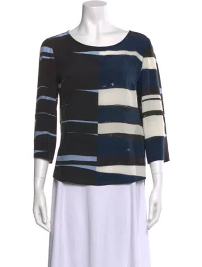 Pre-owned Akris Punto Silk Striped Blouse In Black