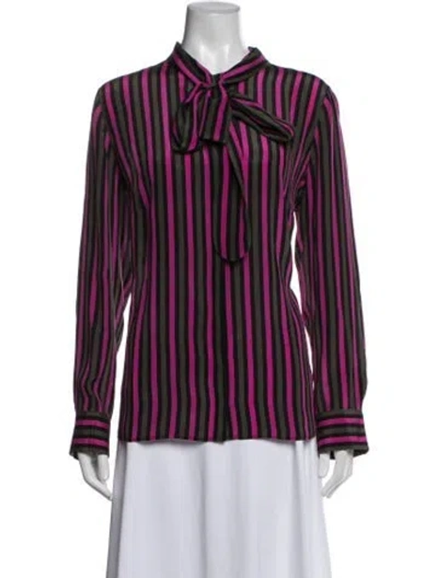 Pre-owned Akris Punto Silk Striped Blouse In Multicolor