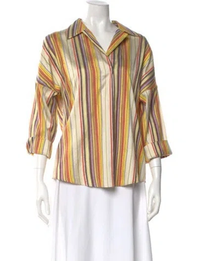 Pre-owned Akris Punto Silk Striped Blouse In Neutral