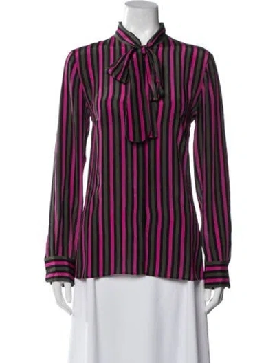 Pre-owned Akris Punto Silk Striped Blouse In Purple