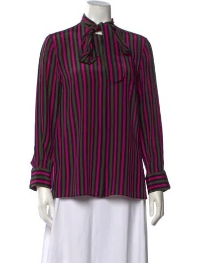 Pre-owned Akris Punto Silk Striped Blouse In Purple