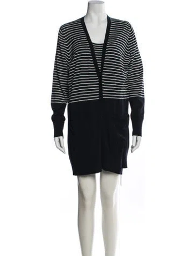 Pre-owned Akris Punto Silk Striped Set In Black