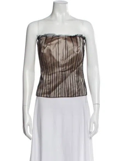 Pre-owned Akris Punto Silk Striped Top W/ Tags In Black