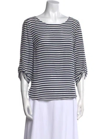 Pre-owned Akris Punto Silk Striped T-shirt In Blue