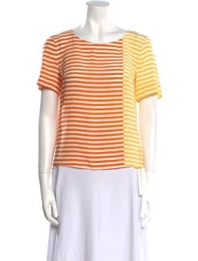 Pre-owned Akris Punto Silk Striped T-shirt In Orange