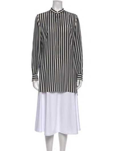 Pre-owned Akris Punto Silk Striped Tunic In Blue