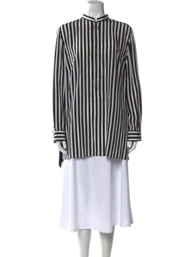 Pre-owned Akris Punto Silk Striped Tunic In Blue
