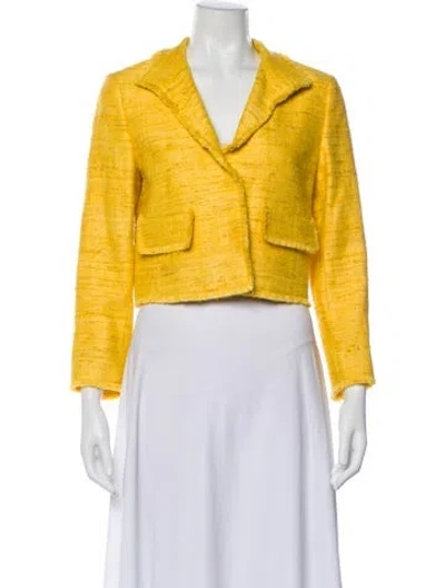 Pre-owned Akris Punto Silk Tweed Pattern Blazer In Yellow