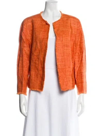 Pre-owned Akris Punto Silk Tweed Pattern Evening Jacket W/ Tags In Orange