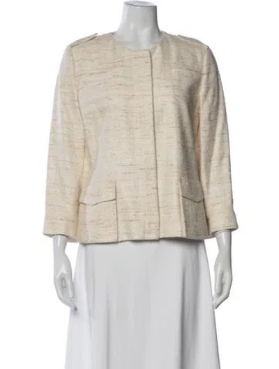 Pre-owned Akris Punto Silk Tweed Pattern Jacket In Neutrals