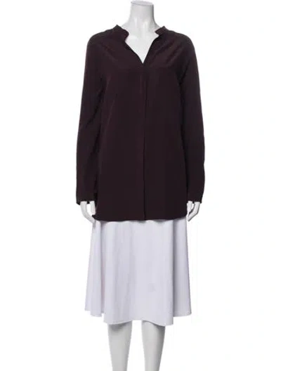 Pre-owned Akris Punto Silk V-neck Blouse In Purple