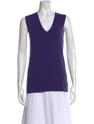 Pre-owned Akris Punto Silk V-neck Sweater In Purple