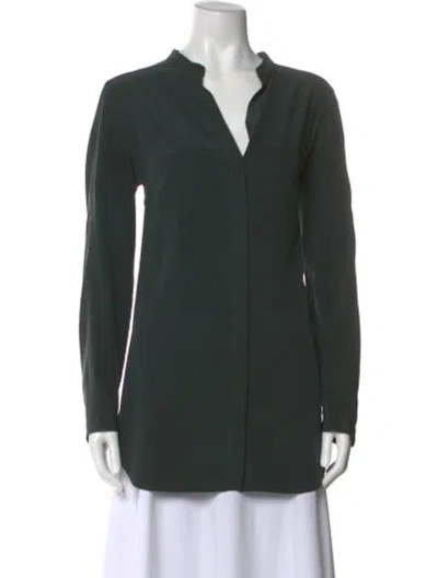 Pre-owned Akris Punto Silk V-neck Tunic In Green